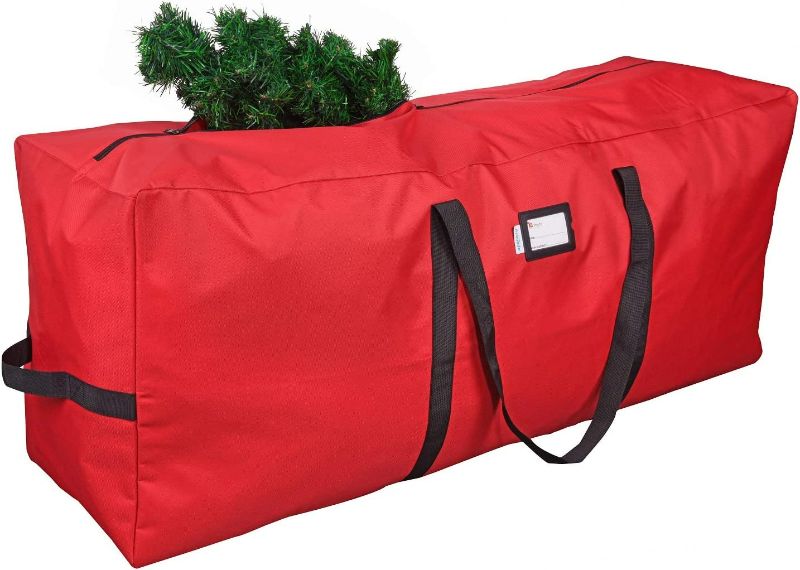 Photo 1 of Christmas Tree Storage Bag |Tall Disassembled Tree Cover | 60x30x30 | Durable Material | Heavy Duty Xmas Storage Container (Red) New