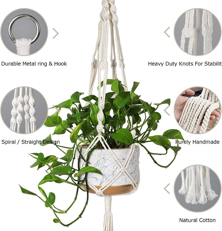Photo 4 of AOMGD 3 Pack Macrame Plant Hanger  with 3 Hooks , Different Size Hanging Planters for Indoor Plants Holder,Large 46"/41"/34" New
