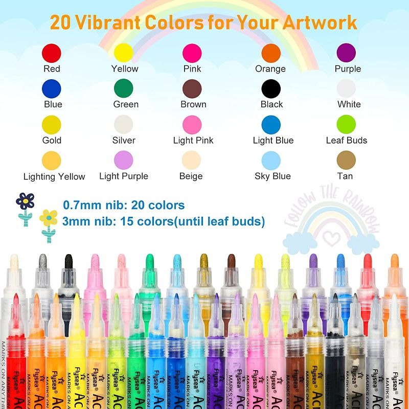 Photo 4 of 35 Premium Acrylic Paint Marker Pens, Double Pack of Both Extra Fine and Medium Tip, for Rock Painting, Mug, Ceramic, Glass, Wood, Fabric Painting, Canvas,Metal,Water Based Quick Dry Non Toxic No Odor New 