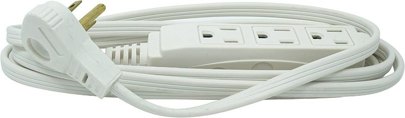 Photo 1 of Flat Plug Indoor Extension Cord, 8-Foot, 3 Outlets, Right Angled Plug