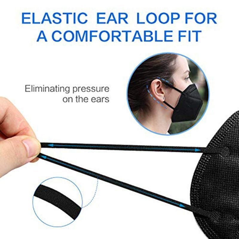 Photo 2 of ApePal 5-Layer Disposable KN95 Face Masks Wide Elastic Ear Loops Safety Face Mask,Black,10 PCS/Pack New 