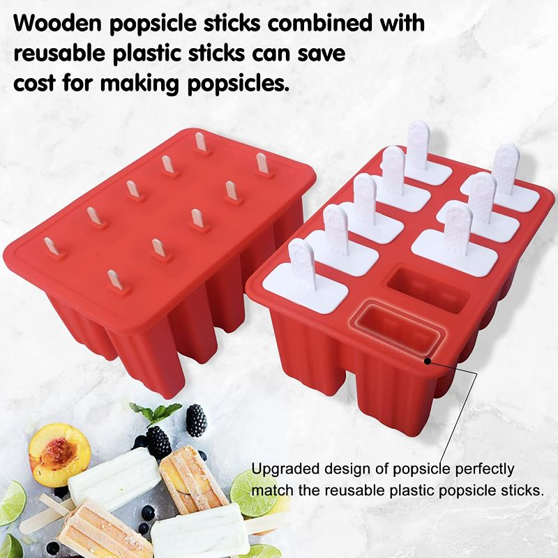 Photo 2 of Homemade Popsicle Molds Shapes, Silicone Frozen Ice Popsicle Maker-BPA Free, with 50 Popsicle Sticks, 50 Popsicle Bags, 10 Reusable Popsicle Sticks, Funnel and Ice Pop Recipes