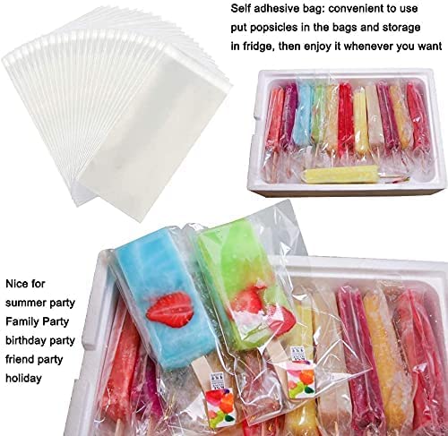 Photo 4 of Homemade Popsicle Molds Shapes, Silicone Frozen Ice Popsicle Maker-BPA Free, with 50 Popsicle Sticks, 50 Popsicle Bags, 10 Reusable Popsicle Sticks, Funnel and Ice Pop Recipes