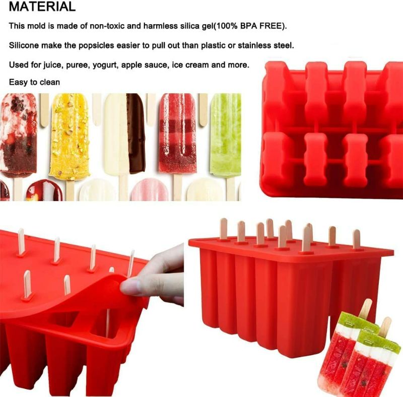 Photo 3 of Homemade Popsicle Molds Shapes, Silicone Frozen Ice Popsicle Maker-BPA Free, with 50 Popsicle Sticks, 50 Popsicle Bags, 10 Reusable Popsicle Sticks, Funnel and Ice Pop Recipes