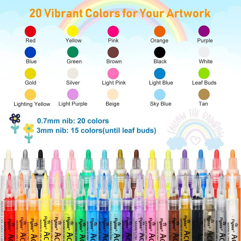 Photo 4 of 35 Premium Acrylic Paint Marker Pens, Double Pack of Both Extra Fine and Medium Tip, for Rock Painting, Mug, Ceramic, Glass, Wood, Fabric Painting, Canvas... New