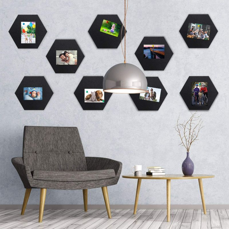 Photo 2 of 10 Packs Pin Board Hexagon Felt Board Tiles Bulletin Board Memo Board  NEW 