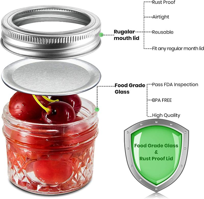 Photo 1 of Cazluz Small Mason Jars Set,(8 Pack) with Lids and Bands, Mini Canning Jars with Crystal Glass for Food Storage like Jelly, Spice, Yogurt, Jam, Body Butters, Wedding Favors New