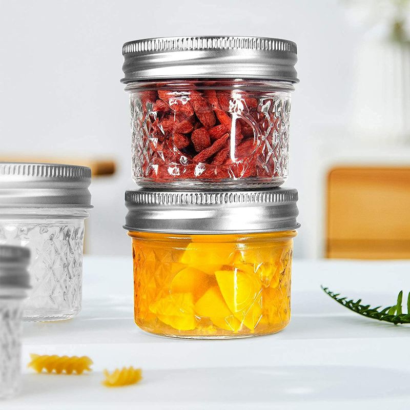 Photo 3 of Cazluz Small Mason Jars Set,(8 Pack) with Lids and Bands, Mini Canning Jars with Crystal Glass for Food Storage like Jelly, Spice, Yogurt, Jam, Body Butters, Wedding Favors New