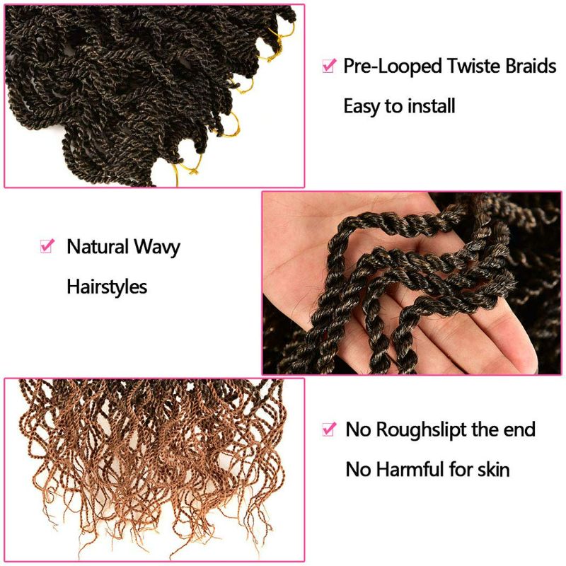 Photo 4 of Liang Dian Wavy Senegalese Twist Crochet Hair Braids 18 inch 5 Packs Curly Twist Crochet Hair Braids Wavy Ends Synthetic Hair Extensions For Black Women (1B/27) NEW 