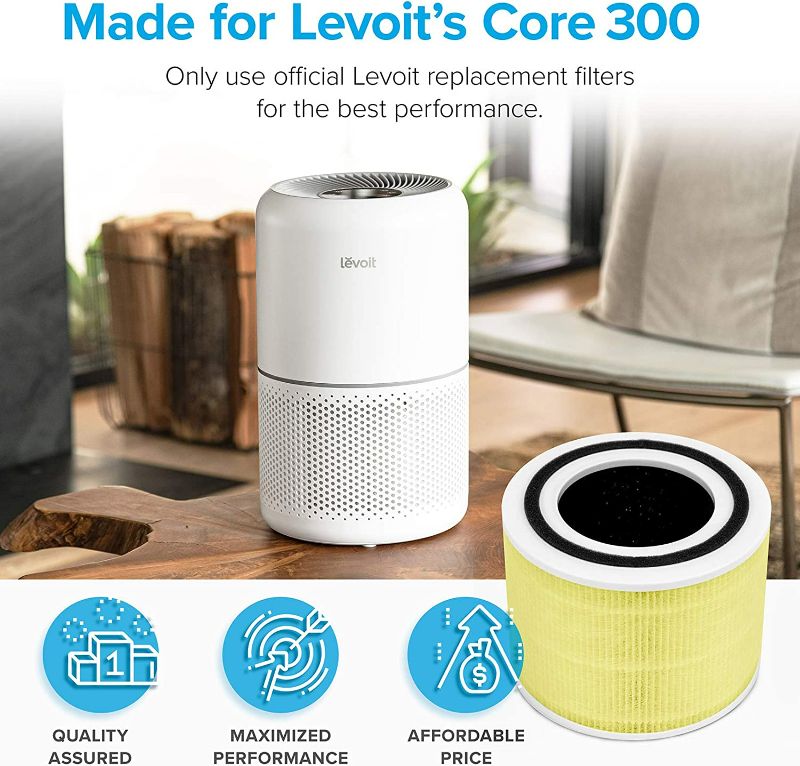 Photo 2 of LEVOIT Core 300 Air Purifier Pet Allergy Replacement Filter, 3-in-1 True HEPA, High-Efficiency Activated Carbon, Core300-RF-PA, 1 Pack, Yellow NEW 