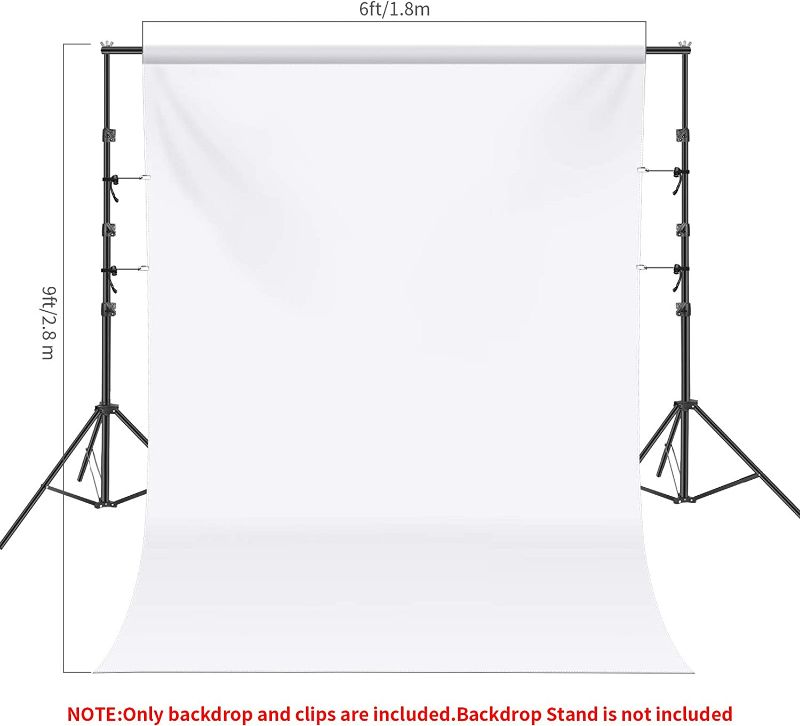 Photo 4 of Neewer 6x9ft/1.8x2.8M White Backdrop, Photography Backdrop Background, Collapsible White Background for Photo Video Studio Film Television, 4 Backdrop Clips Included New 