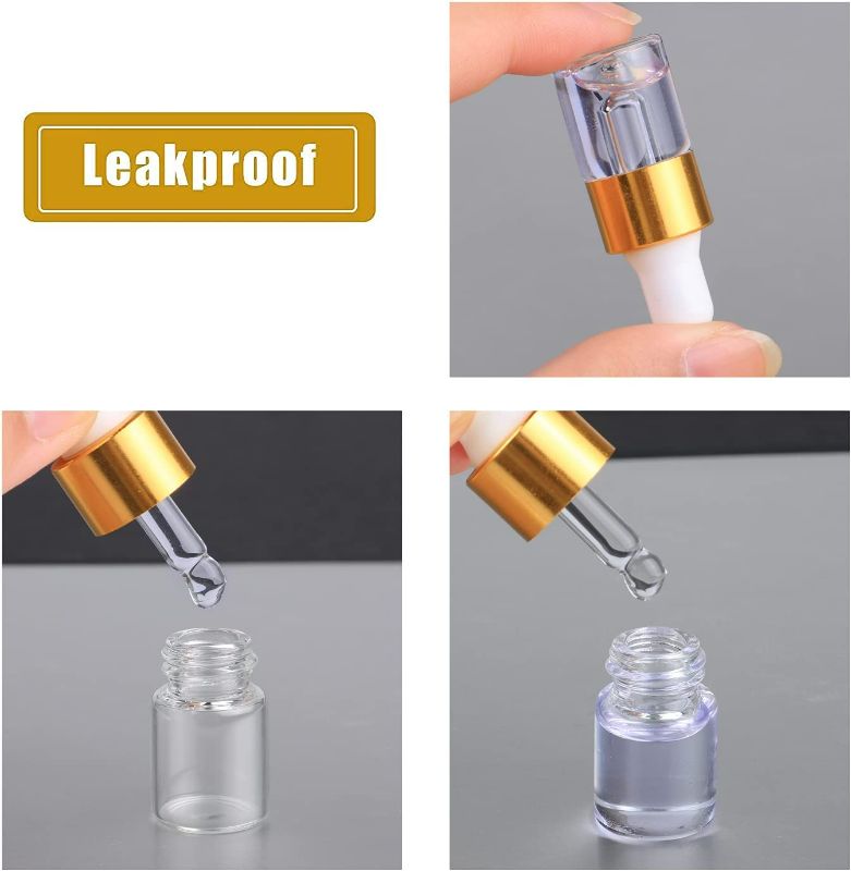 Photo 3 of 50 Pcs Clear Glass Dropper Vails 1ml Mini Essential Oils Sample Dropper Bottles For Traveling Essential Oils Perfume Cosmetic Liquid,With 2 pcs dropper NEW 