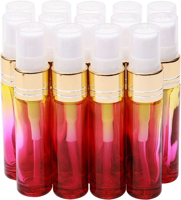 Photo 1 of 14Pcs 10ml Yellow Rose Gradient Color Spray Bottles Glass Vials Tube Perfume Atomizer Refillable Makeup Travel Fine Mist Sprayer Bottle Containers for Cosmetic Skincare, Gold Cap NEW 