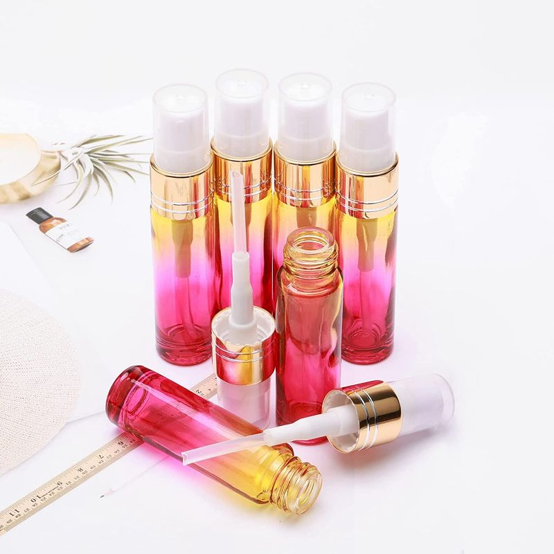 Photo 2 of 14Pcs 10ml Yellow Rose Gradient Color Spray Bottles Glass Vials Tube Perfume Atomizer Refillable Makeup Travel Fine Mist Sprayer Bottle Containers for Cosmetic Skincare, Gold Cap NEW 