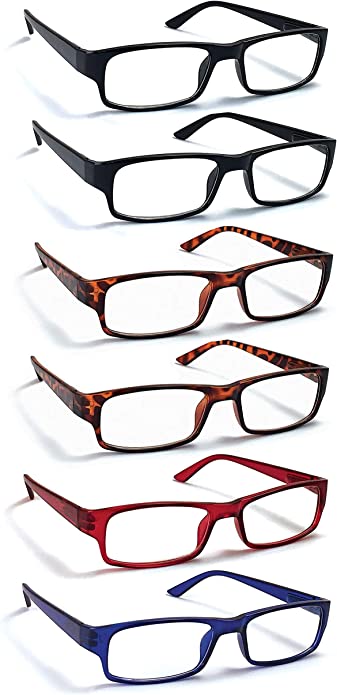 Photo 1 of 6 Pack Reading Glasses by BOOST EYEWEAR, Traditional Frames in Assorted Colors, for Men and Women, with Spring Loaded Hinges NEW 