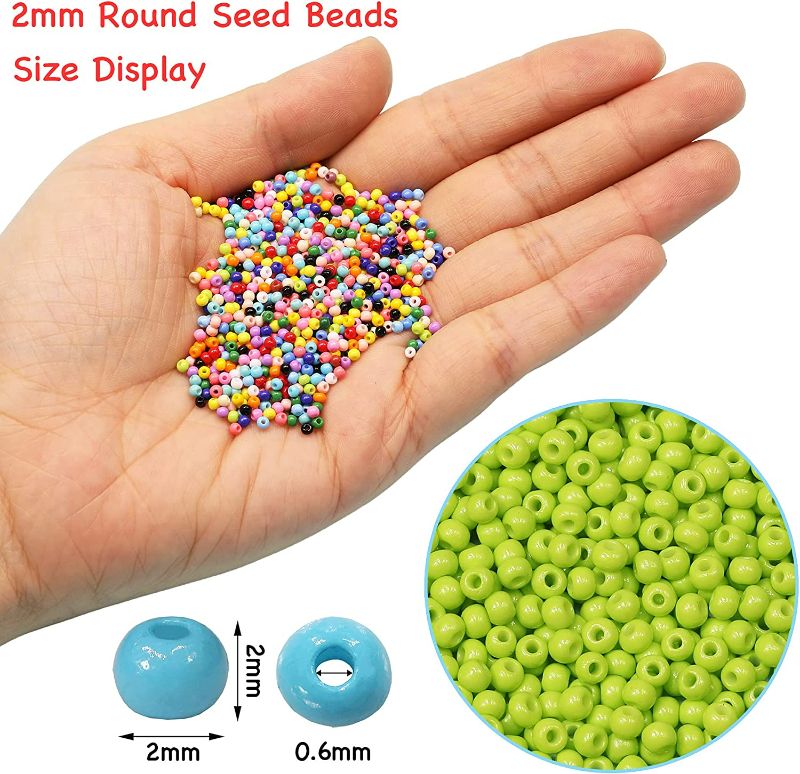 Photo 2 of BALABEAD  Almost Uniform Glass Seed Beads, Opaque Colors Seed Beads 12/0 Small Craft Beads, Glass Seed Beads for Jewelry Making (24 Colors) New 