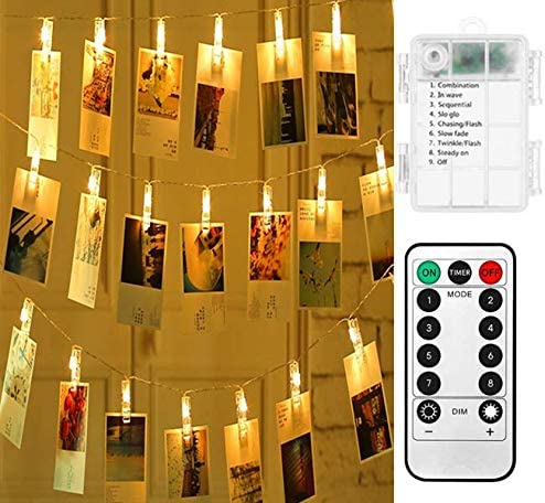 Photo 2 of Magnoloran Led Photo Clip Remote String Lights, 30 LEDs Fairy Twinkle String Lights, Wedding Party Home Decor Lights for Hanging Photos, Cards and Artwork (10 Feet, Warm White) New 