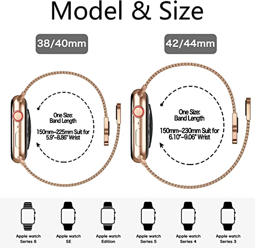 Photo 2 of Metal Stainless Steel Band Compatible with Apple Watch Bands 42mm/44mm 45mm With Screen Protector Case, Magnetic Adjustable strap for iWatch Series (Vintage Gold) NEW 
