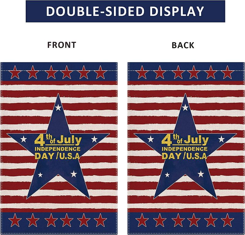Photo 4 of Acerich 4th/Fourth of July Garden Flag Decoration, Patriotic Garden Flags 12x18 Double Sided for Patriotic Outside Decor New