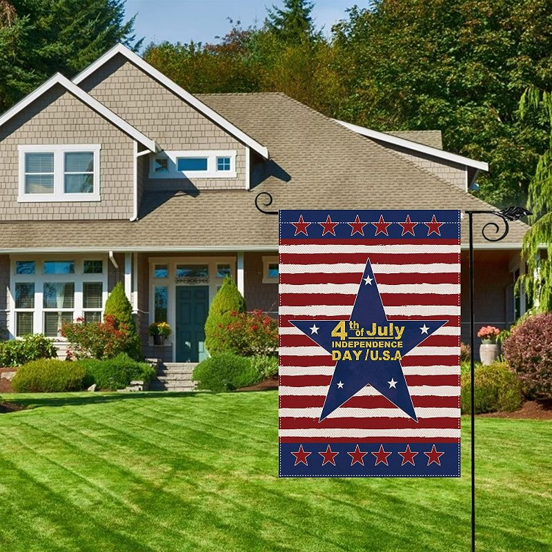 Photo 3 of Acerich 4th/Fourth of July Garden Flag Decoration, Patriotic Garden Flags 12x18 Double Sided for Patriotic Outside Decor New