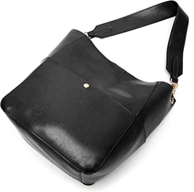 Photo 3 of Molodo Womens Handbag, Pu Leather Bucket Tote Purse And Handbags Medium Satchel Hobo Purse Designer Work Shoulder Bags (Black) NEW 