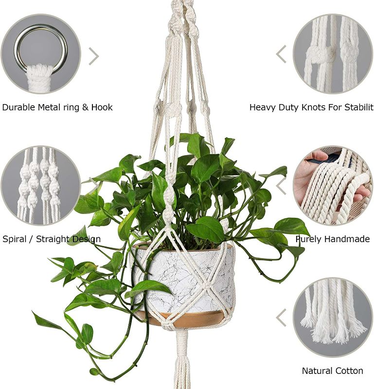 Photo 3 of AOMGD 3 Pack Macrame Plant Hanger with 3 Hooks, Different Size Hanging Planters for Indoor Plants Holder,Large 46"/41"/34",Ivory NEW 