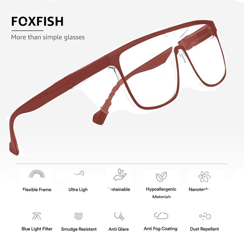 Photo 3 of foxFish Anti Fog Safety Glasses for Women Men Clear Blue Light Blocking Anti-Scratch Eye UV Protection Anti Pollen HD Safety Goggles with Side New 