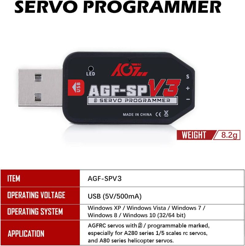 Photo 4 of AGFRC 78KG A280BHMW Brushless 1/5 Scale RC Servo and AGF-SPV3 Servo Programmer New 