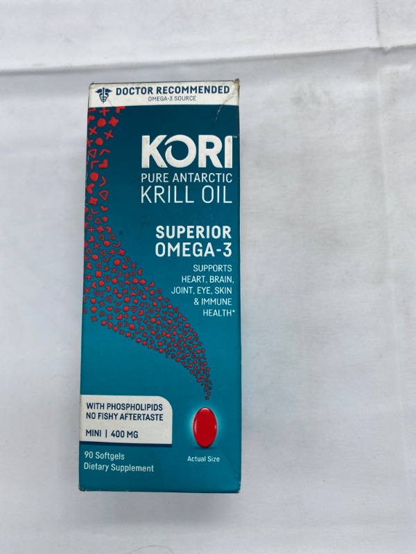 Photo 5 of Kori Krill Oil Omega-3 400mg, 90 Softgels | Multi-Benefit Omega-3 Supplement | Superior Omega-3 Absorption vs Fish Oil and No Fishy Burps NEW 