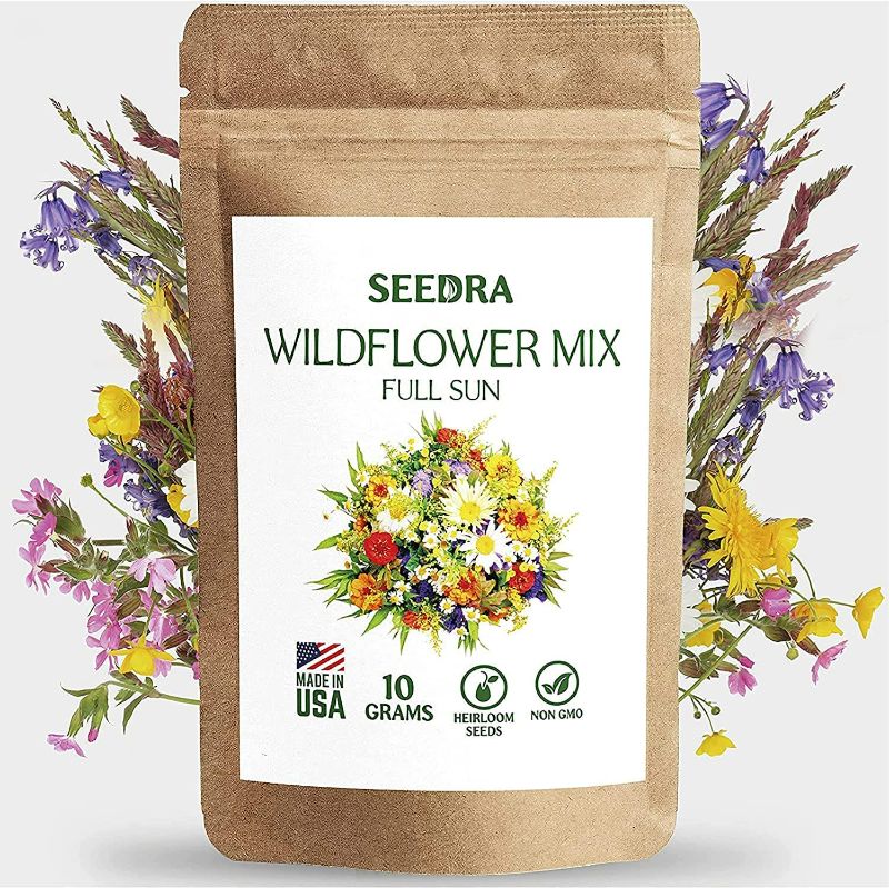 Photo 1 of Seedra.US Wildflower Mix Seeds for Indoor and Outdoor Planting, Non GMO Heirloom Seeds for Home Garden - 10 Grams - 1 Pack