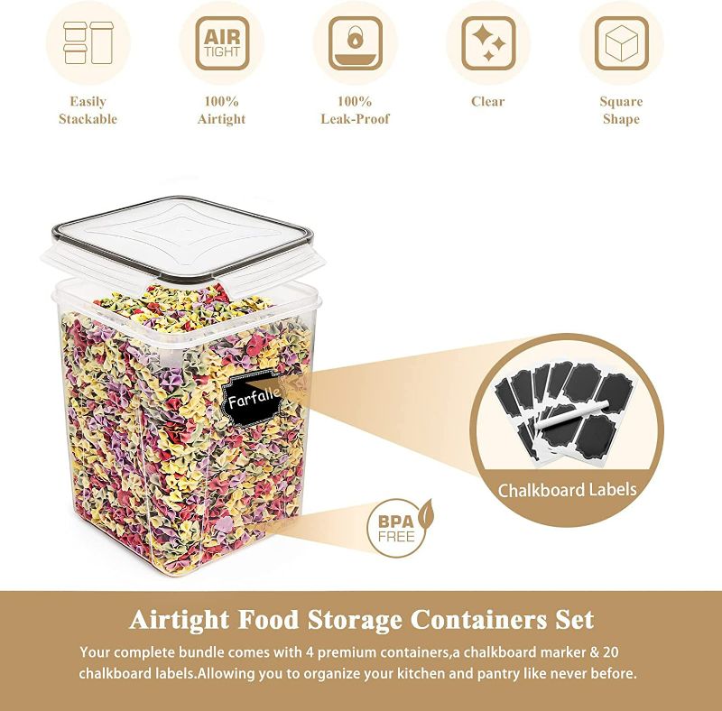 Photo 3 of Large Food Storage Containers 5.2L /175oz, Wildone 4 Piece BPA Free Plastic Airtight Food Storage Containers for Flour, Sugar, Baking Supplies, Kitchen & Pantry Containers NEW 