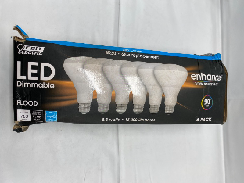 Photo 2 of Feit Electric Dimmable Led BR 30 Flood 65W 6 Pack Daylight, 6Count(Pack of 1) New 