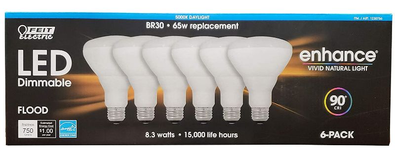 Photo 1 of Feit Electric Dimmable Led BR 30 Flood 65W 6 Pack Daylight, 6Count(Pack of 1) New 