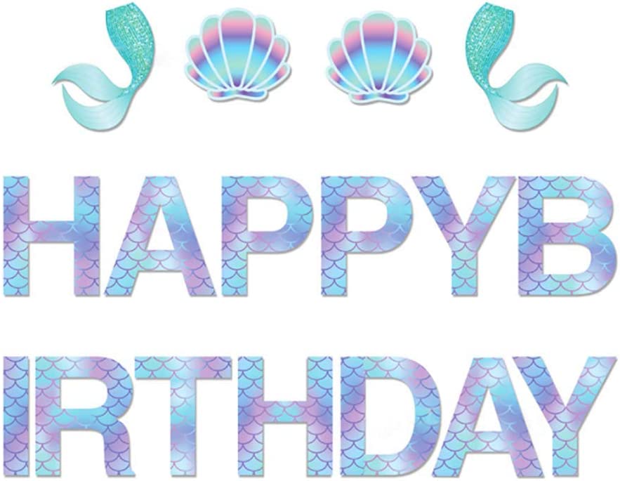 Photo 1 of Anor WishLife Sparkle Mermaid Birthday Banner,Mermaid Banner,Mermaid Party Supplies,Little Mermaid Birthday Decoration for Girls,Boys,Kids,Home,Classroom,Baby Showers,1st Birthday NEW 