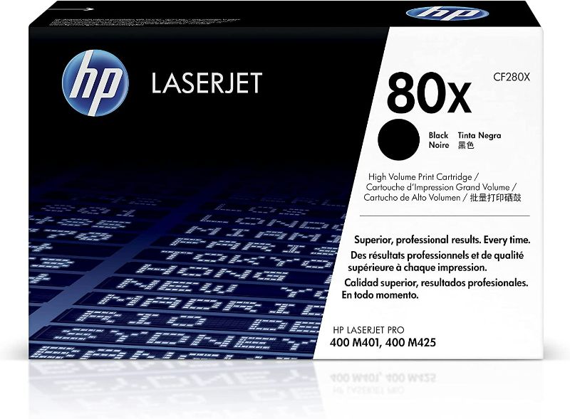 Photo 1 of Original HP 80X Black High-yield Toner Cartridge | Works with HP LaserJet Pro 400 M401 Series, HP LaserJet Pro 400 MFP M425 Series | CF280X NEW 