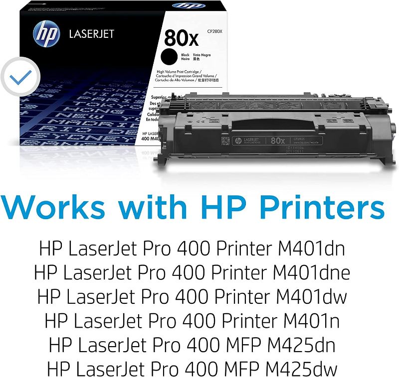 Photo 2 of Original HP 80X Black High-yield Toner Cartridge | Works with HP LaserJet Pro 400 M401 Series, HP LaserJet Pro 400 MFP M425 Series | CF280X NEW 