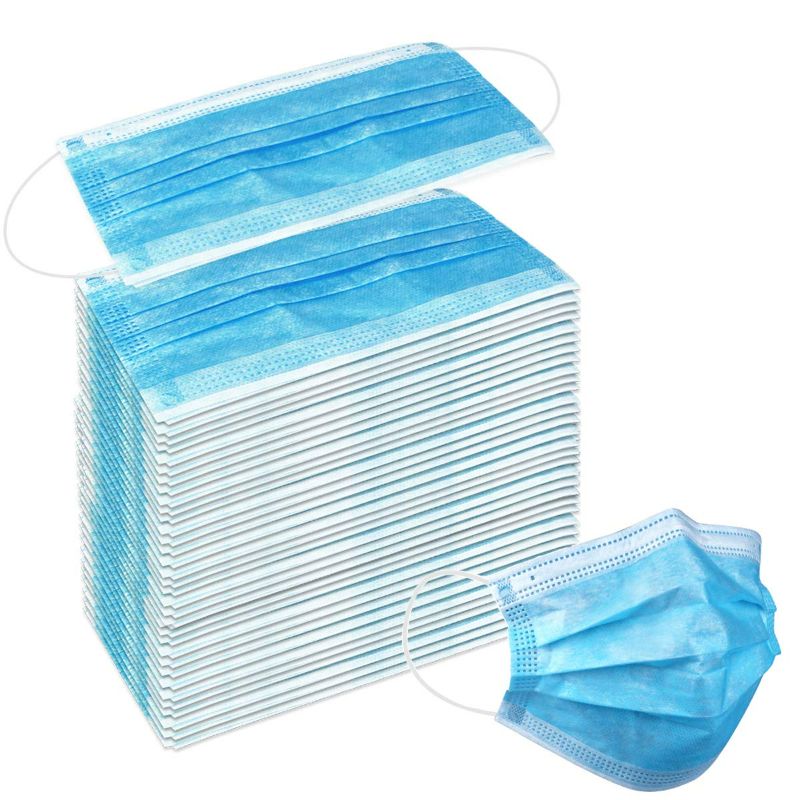 Photo 1 of 50 Pcs Disposable 3 Ply Earloop Face Masks, Suitable for Home, School, Office and Outdoors (Blue) NEW 