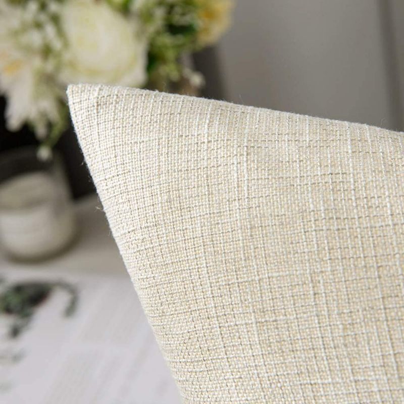 Photo 2 of MIULEE Set of 2 Decorative Linen Throw Pillow Covers Cushion Case Triple Button Vintage Farmhouse Pillowcase for Couch Sofa Bed 26 x 26 Inch Cream White