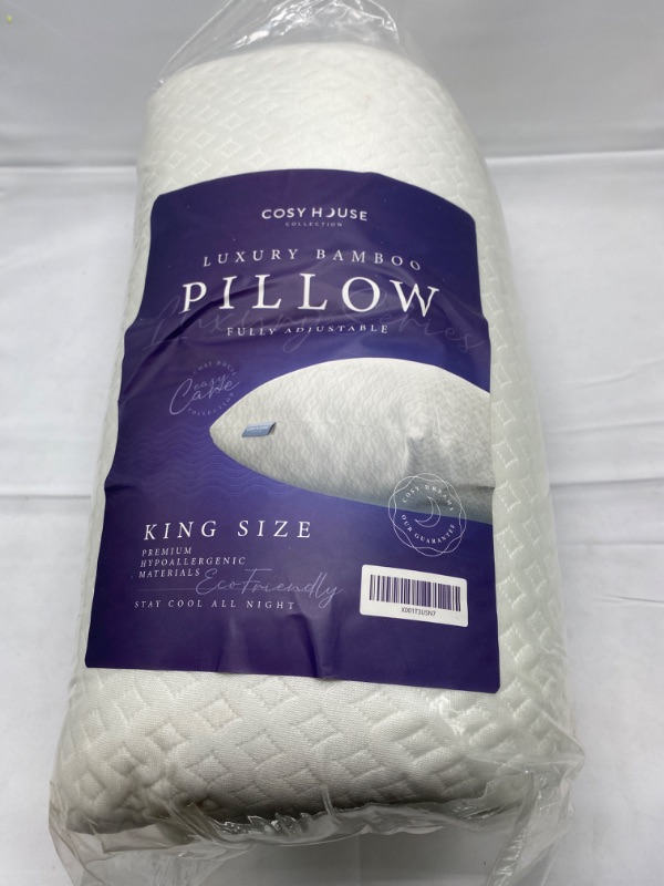 Photo 6 of Cosy House Collection Luxury Bamboo Shredded Memory Foam Pillow - Adjustable & Removable Fill - Ultra Soft, Cool & Breathable Cover with Zipper Closure for Side, Back, and Stomach Sleepers (King) NEW