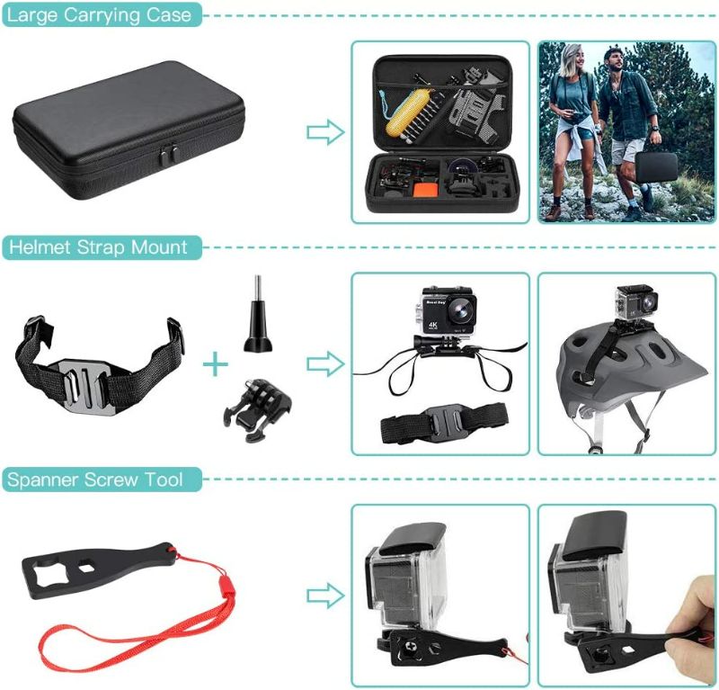 Photo 1 of SmilePowo 51-in-1 Action Camera Accessories Kit for GoPro Hero 11 10 9 8 Max 7 6 5 4 3 3+ 2 1 Black GoPro 2018 Session Fusion Silver White Insta360 DJI AKASO APEMAN YI Campark XIAOMI Action Camera NEW