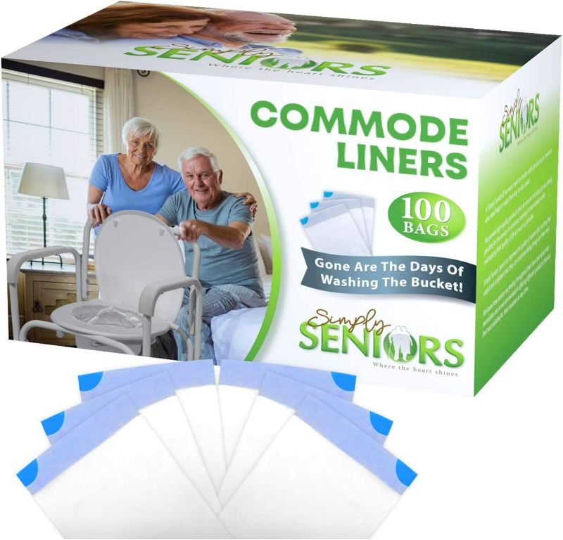 Photo 1 of Commode Liners - 100 Strong Portable Toilet Bags - Easy To Use Bedside Commode Liners Disposable - Toilet Liners That Support Dignity of Seniors & Disabled - No More Buckets to Wash - NO Absorbent Pad NEW