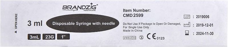 Photo 4 of Brandzig 3ml Syringe with Needle - 23G, 1" Needle (100-Pack) New 