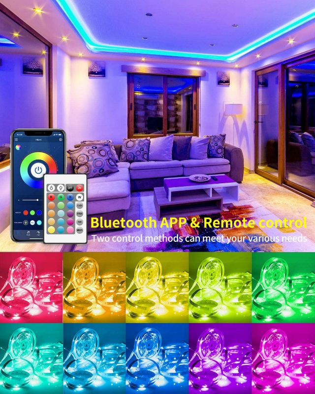 Photo 1 of 25 FT LED Strip Lights,Bluetooth LED Lights for Bedroom, Color Changing Light Strip with Music Sync, Phone Controller and IR Remote NEW 