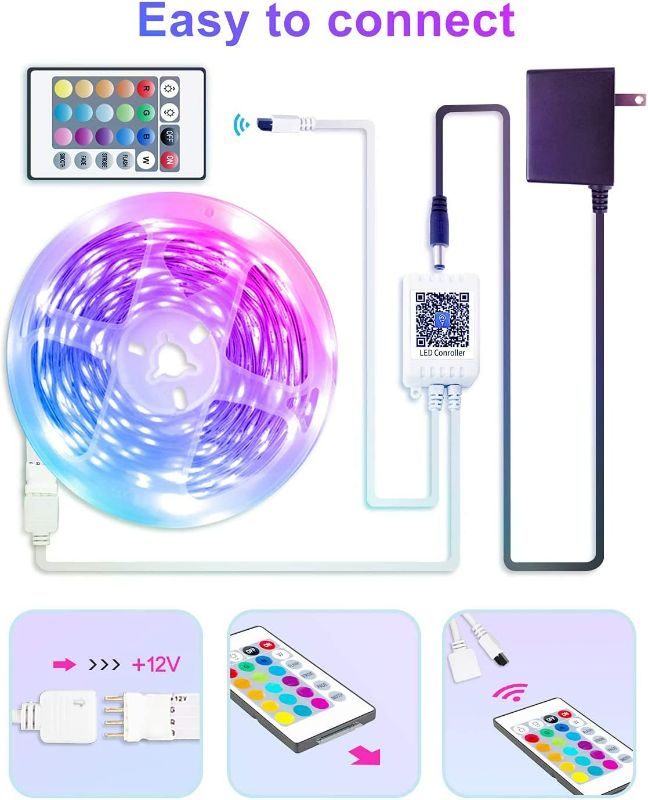 Photo 3 of 25 FT LED Strip Lights,Bluetooth LED Lights for Bedroom, Color Changing Light Strip with Music Sync, Phone Controller and IR Remote NEW 