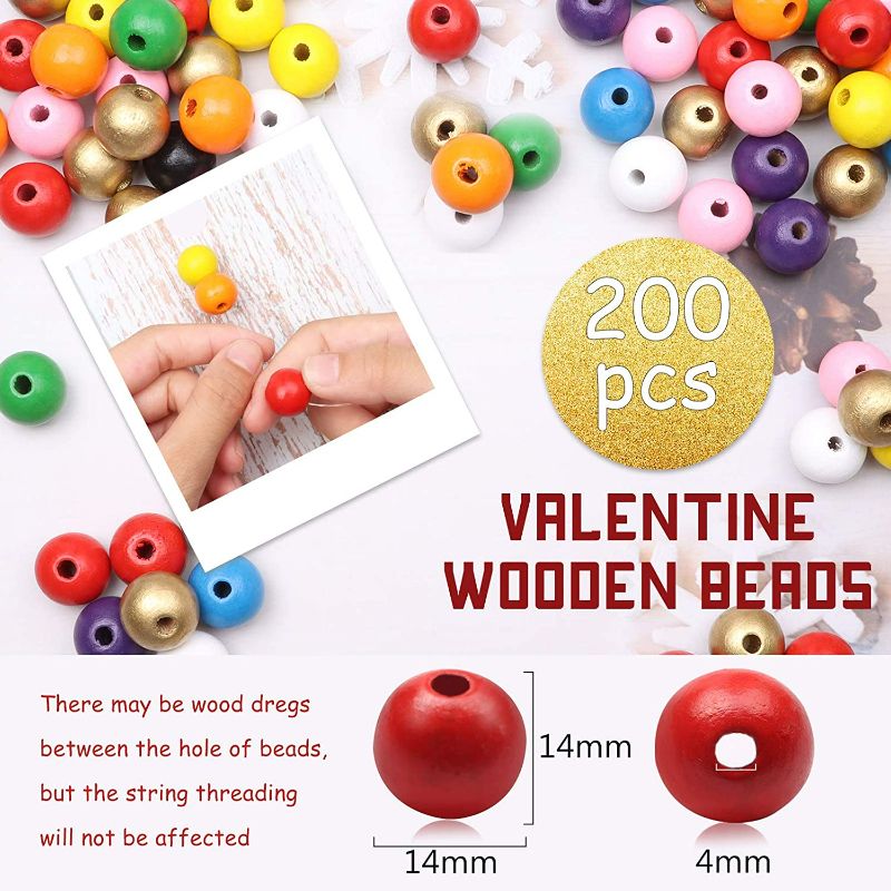 Photo 2 of 200pcs 8mm 10mm 12mm 14mm 16mm 20mm 22mm Wood Beads Natural Unfinished Round Colorful Spacer Beads Wooden Beads for Crafts DIY Halloween NEW 