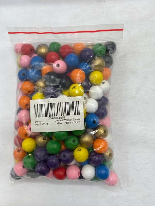 Photo 5 of 200pcs 8mm 10mm 12mm 14mm 16mm 20mm 22mm Wood Beads Natural Unfinished Round Colorful Spacer Beads Wooden Beads for Crafts DIY Halloween NEW 