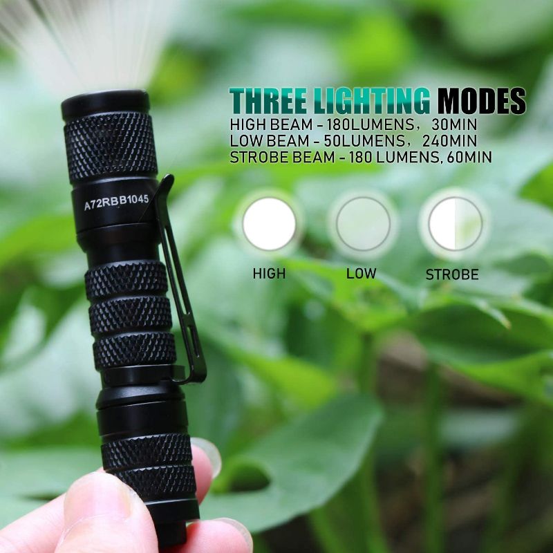 Photo 3 of AIDIER A7 EDC Keychain LED Flashlight, Ultra Compact Bright 180lm with Bright LED AAA Battery IPX7 Waterproof Tail Switch Flashlights for Camping, Hiking, Outdoor Activity and Emergency Lighting NEW 