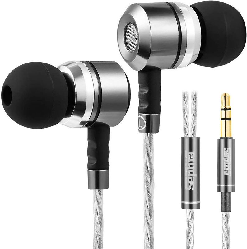 Photo 1 of Holiber Wired Metal in Ear Headphones, Noise Isolating Stereo Bass Earphone with Mike and Volume Remote Black New