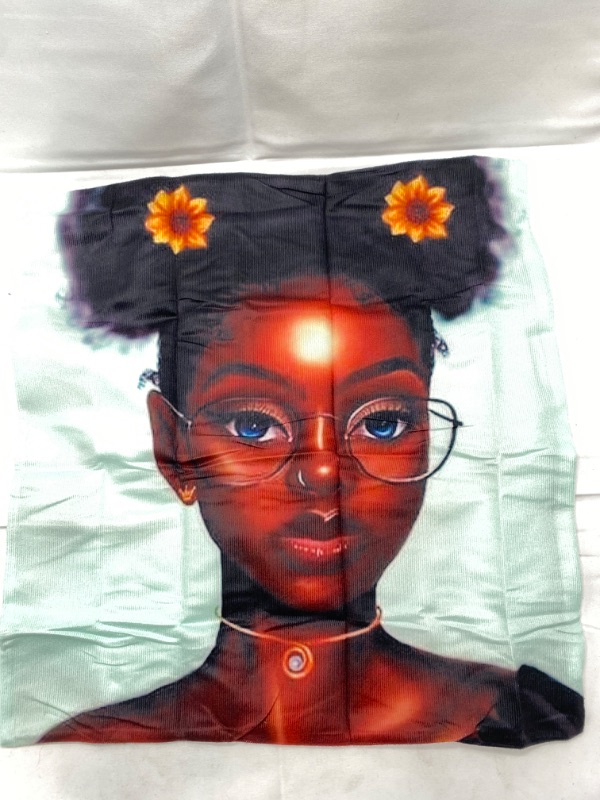 Photo 1 of Happyshop African American Girl Cute Pillow Case Art Wearing Glasses New 
