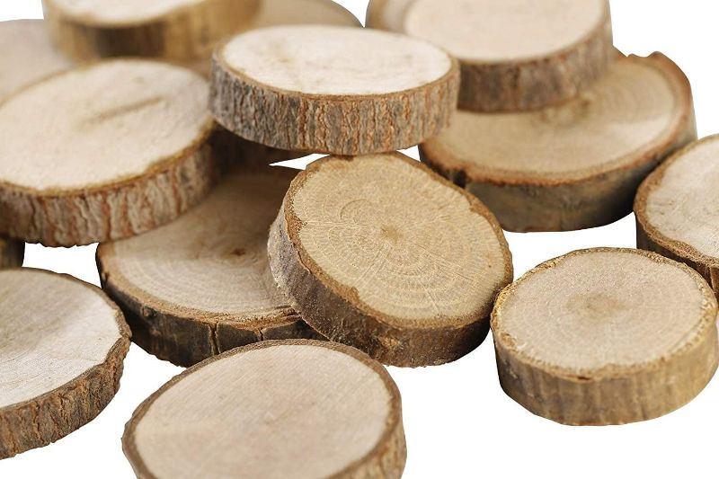 Photo 1 of Gmark Natural Wood Slices 1"-1.5" Unfinished Round Discs 50 ct, Tree Bark Wooden Circles for DIY Crafts GM1083 NEW 